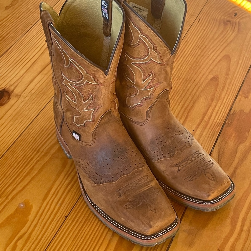 Double H Men's Old Town Folklore Brown Wide Square Toe Western Boots- size 13D